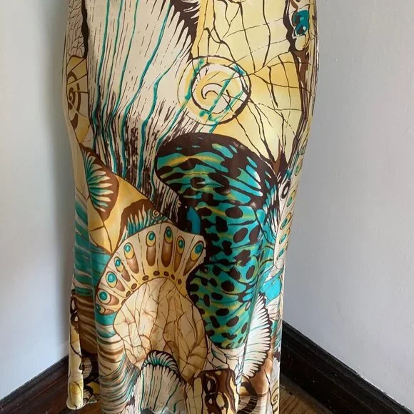 VTG y2k 2000s Russel Keng 100% Silk Midi Monarch Butterfly Skirt Layered Bias 8 - Picture 12 of 13